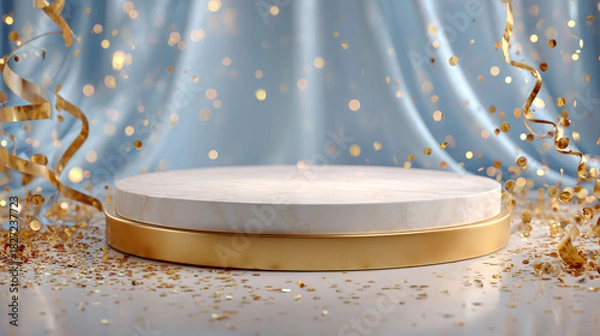 Obraz Ethereal Stage with Blue Drapery