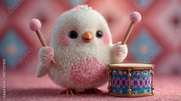 Obraz Adorable Chick Playing Drums