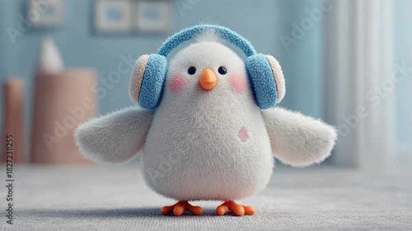 Obraz Cute Chick with Headphones