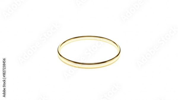 Obraz Simple thin gold band ring isolated on transparent background for jewelry design or concept