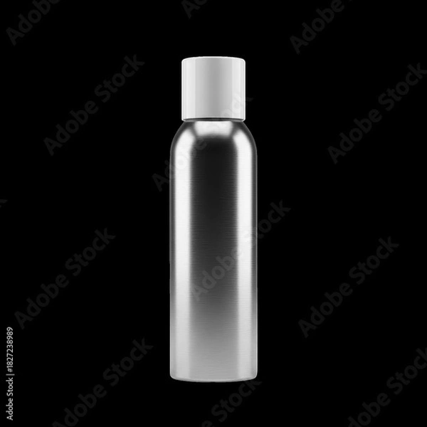 Obraz Silver metal bottle with a white cap. isolated illustration on  transparent background PNG