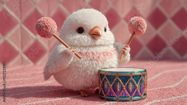 Obraz Adorable Chick Playing Drums