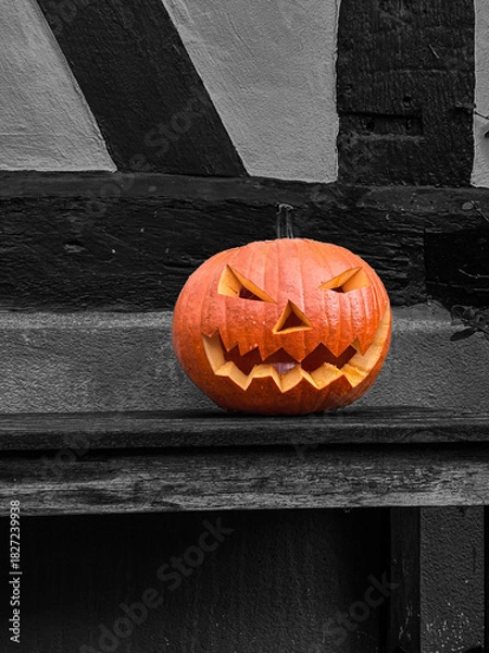 Obraz Spooky Pumpkin Decoration with Selective Color Effect