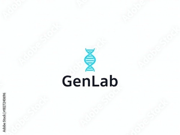 Obraz Modern GenLab logo with DNA helix, representing genetic research, biotechnology innovation, and scientific advancement with clean aesthetic