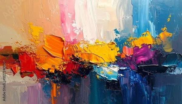 Fototapeta Vibrant Abstract Oil Painting with Bold Brushstrokes and Rich Textures.