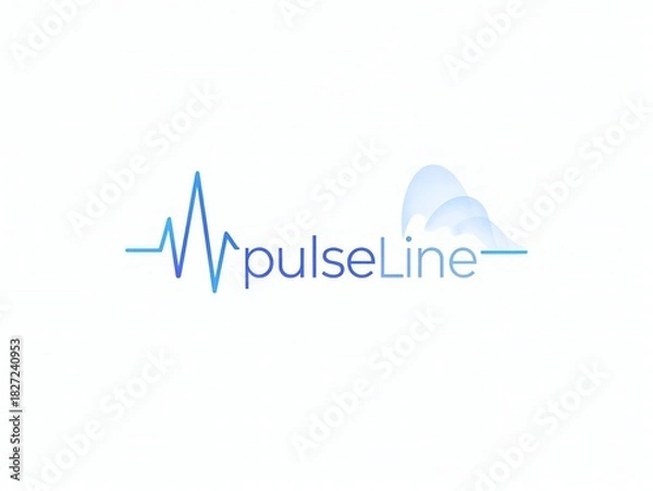 Obraz Modern pulse line design for innovative tech brand or healthcare app logo creation with gradient blue color scheme and clean aesthetic appeal