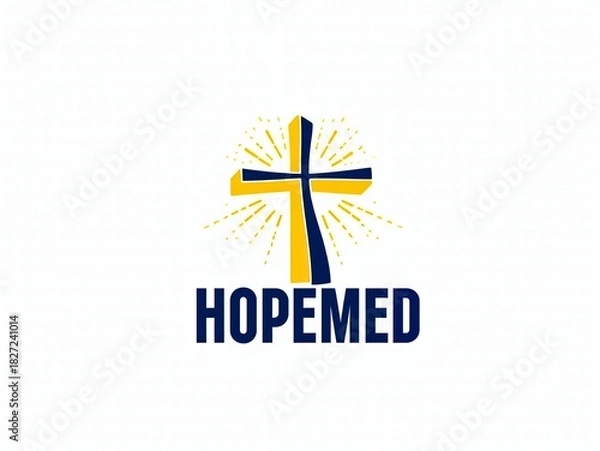 Obraz Medical mission symbol radiating hope and healing, a beacon of faith and compassionate care for those in need worldwide, vector design