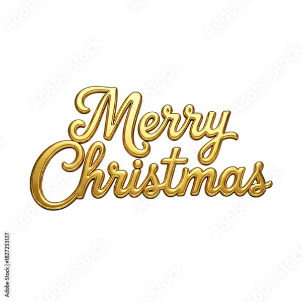 Obraz Elegant Golden Merry Christmas Text With Soft Metallic Gradients Isolated On Transparent Background