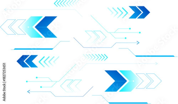 Fototapeta Abstract technology background. Futuristic blue tech interface with dynamic arrows and digital elements, ideal for technology, innovation, and futuristic UI design backgrounds.