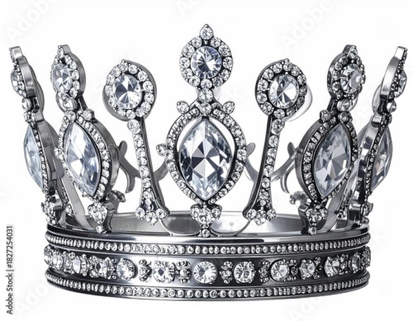 Fototapeta Jeweled crown with intricate metalwork and sparkling gems