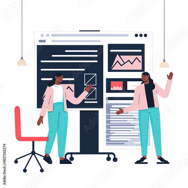 Fototapeta Diverse Team Celebrating Project Success in Modern Office Flat Illustration Style with Bold Clean Shapes and Vibrant Colors Against a Transparent Background