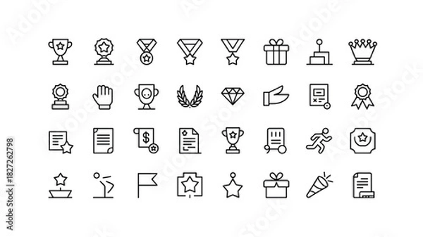 Fototapeta Collection of achievement icons awards and recognition symbols for graphic design use