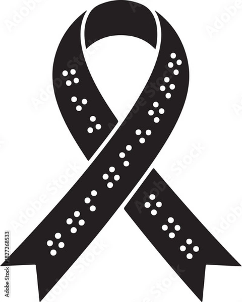 Obraz Black Ribbon Silhouette with White Dot Pattern dots