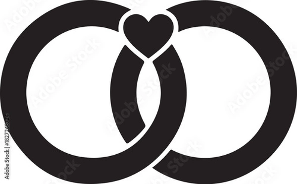 Obraz Interlocking Rings with Heart Icon vector illustration
