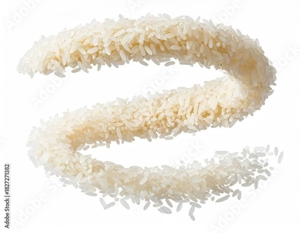 Fototapeta Rice grain spiral, a gentle curve on a white surface