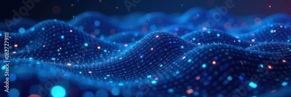 Obraz Digital grid, blue matrix simulation, futuristic HUD , simulation, web