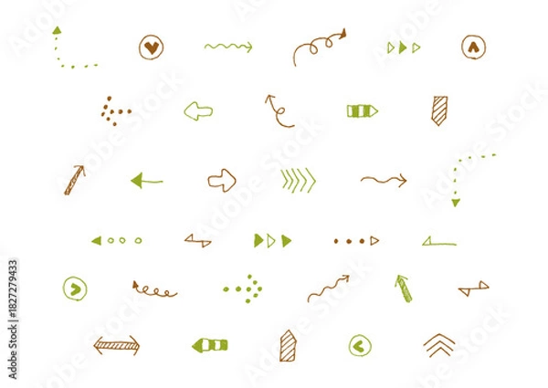 Obraz 色々な矢印の手描きイラストセット