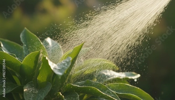 Obraz Watering plants in the garden, a symbol of growth and environmental care with a refreshing shot