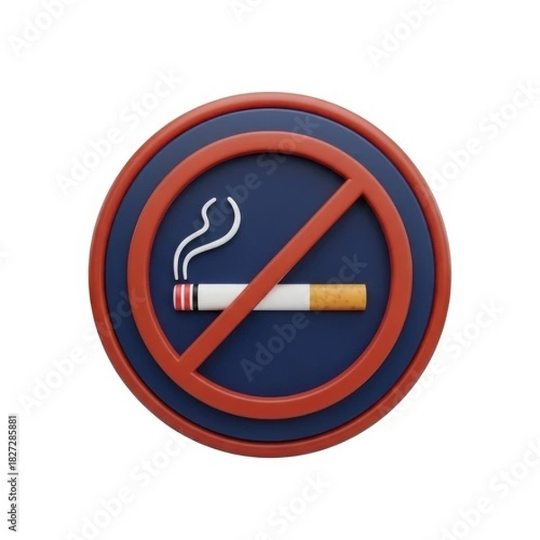 Fototapeta Circular no smoking sign with cigarette symbol isolated on white background