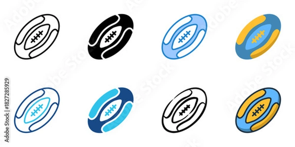 Obraz Rugby Ball icon set multiple style vector collection 
