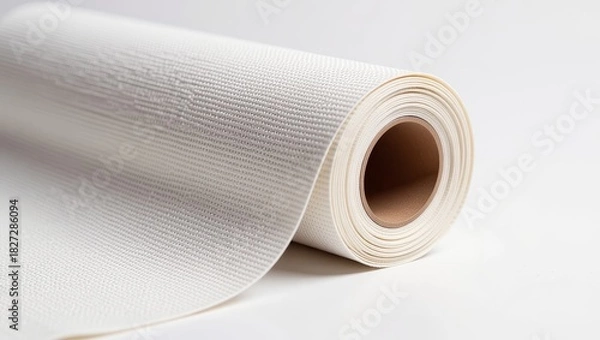 Fototapeta White mesh fabric roll on white background