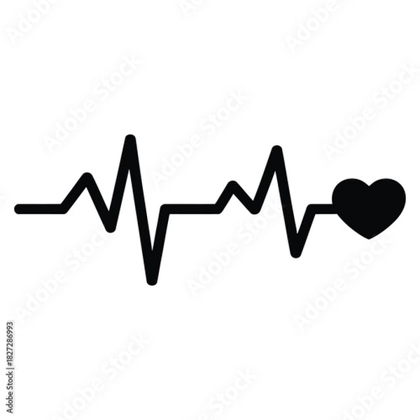Fototapeta Heartbeat line with heart isolated on, vector design