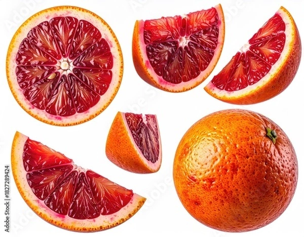 Obraz Sliced blood oranges with deep red pulp