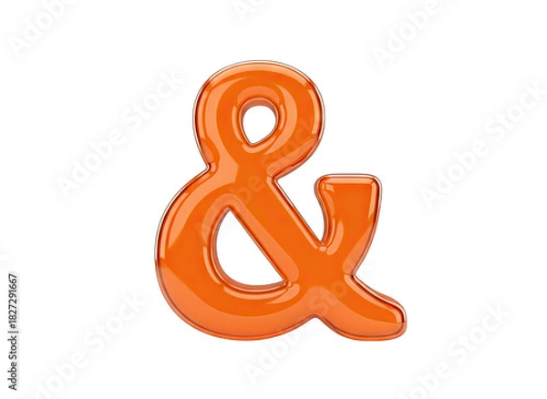Obraz Glossy Orange Ampersand Symbol Isolated on Black Background with Transparent Background Offering Versatile Design Options