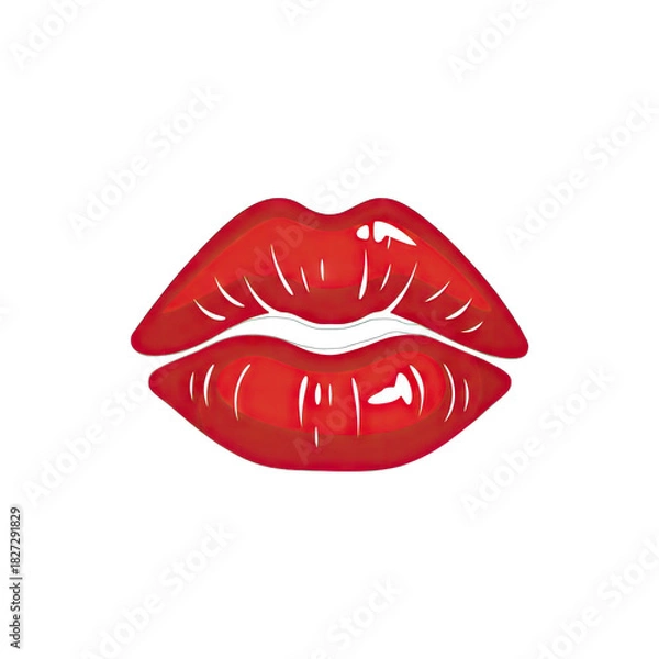Obraz red lips isolated on white