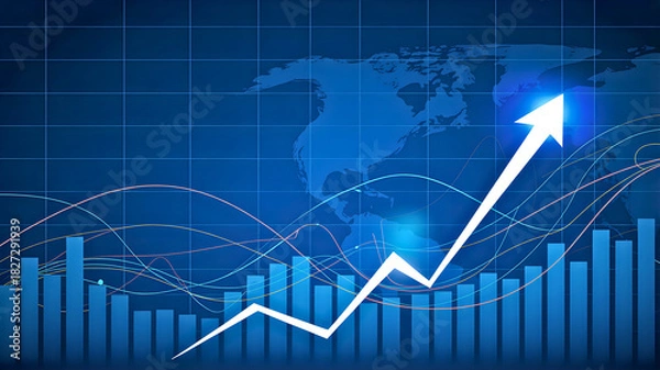 Obraz Financial Growth and Economic Success A Visual Representation of Rising Trends and Global Markets
