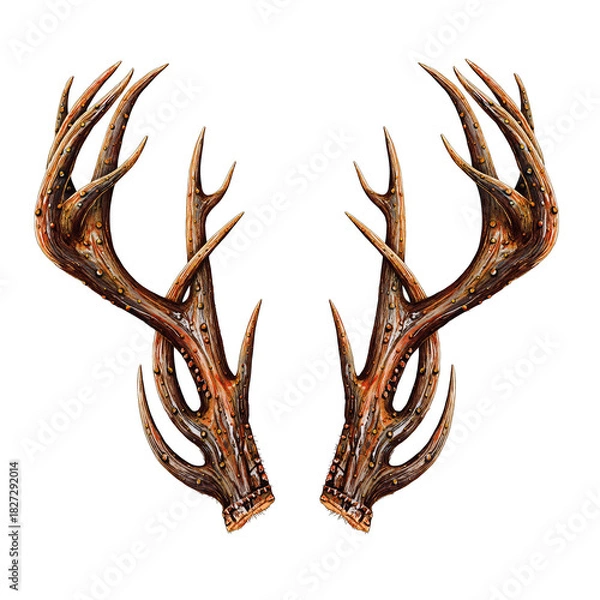 Obraz Golden Brown Antlers With Intricate Branching Details Against A Dark Background Illustrating A Natural Element With Texture And Warm Tones