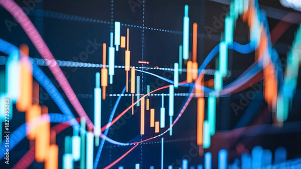 Obraz Vibrant Stock Market Graph Display Navigating Investment Trends and Financial Analysis