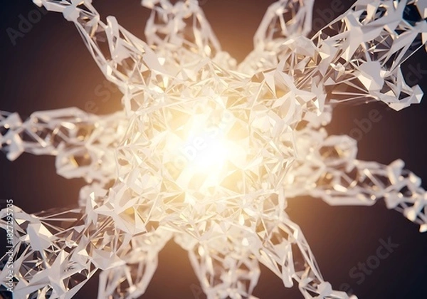 Obraz Illuminated crystalline fractal structure with dynamic geometric shapes