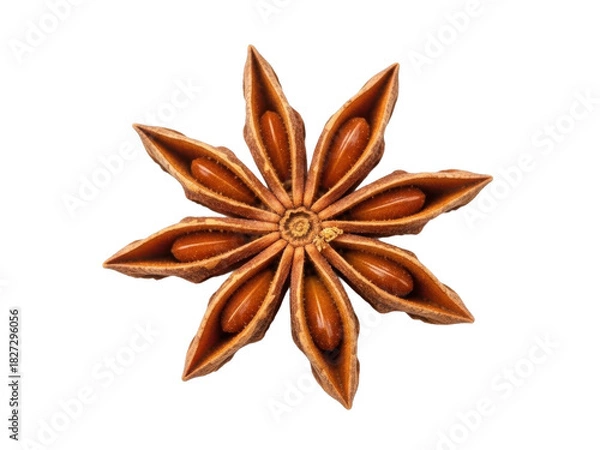 Obraz Star anise aromatic star shaped spice isolated on white background