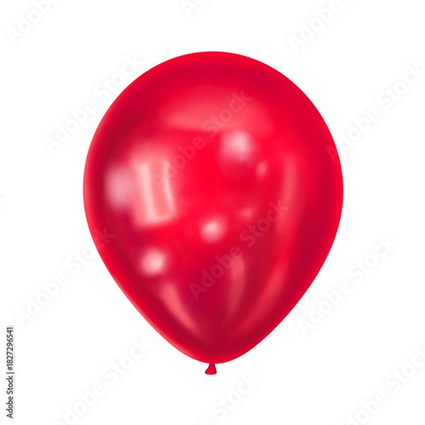 Fototapeta Red air balloon hand drawn illustration with soft shine. Circle shape with gentle highlight. Perfect for birthday party decor and holiday card design. Great for festive poster and joyful event.