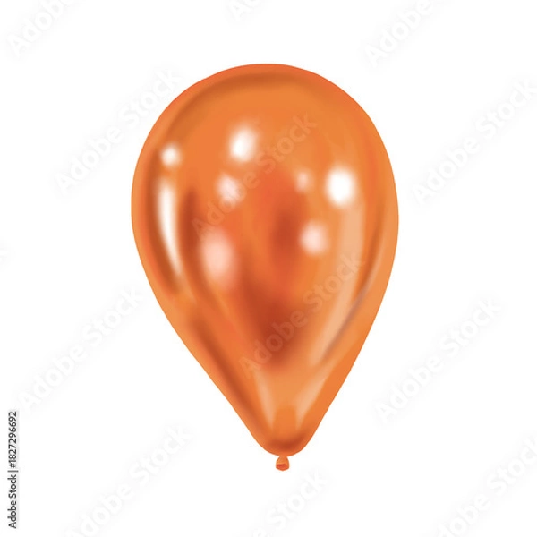 Fototapeta Golden air balloon hand drawn illustration with soft shine. Ellipse shape with gentle highlight. Perfect for birthday party decor and holiday card design. Great for festive poster and joyful event.