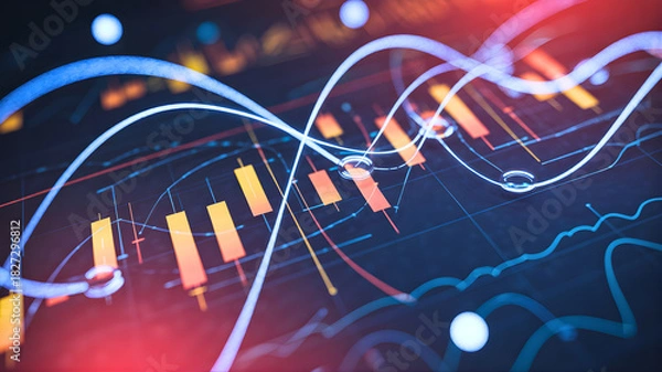 Obraz Abstract Financial Data Visualization Illustrative Representation of Market Trends and Analysis