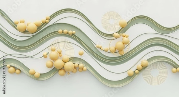 Obraz Serene wave pattern with spheres and circles for elegant presentation