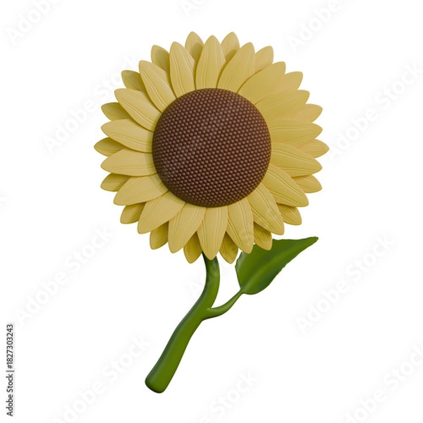 Obraz 3D illustration of a beautiful sunflower with bright yellow petals and a detailed center