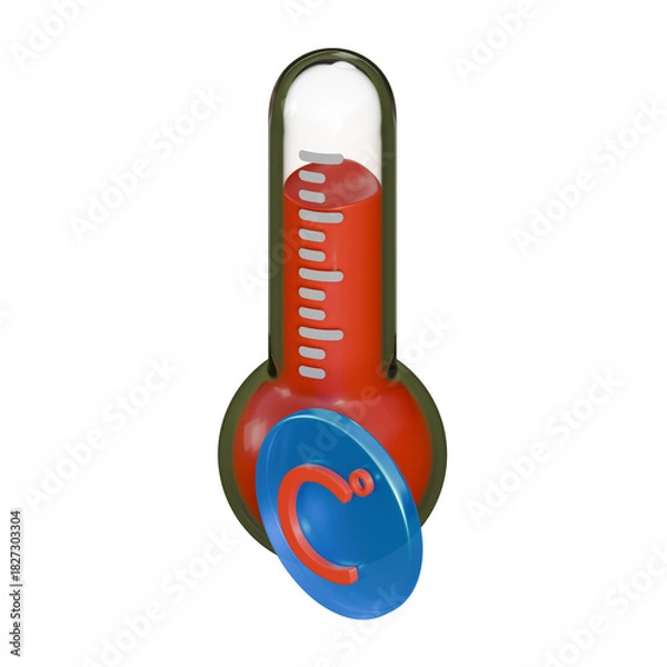 Obraz A clean 3D illustration of a glass thermometer