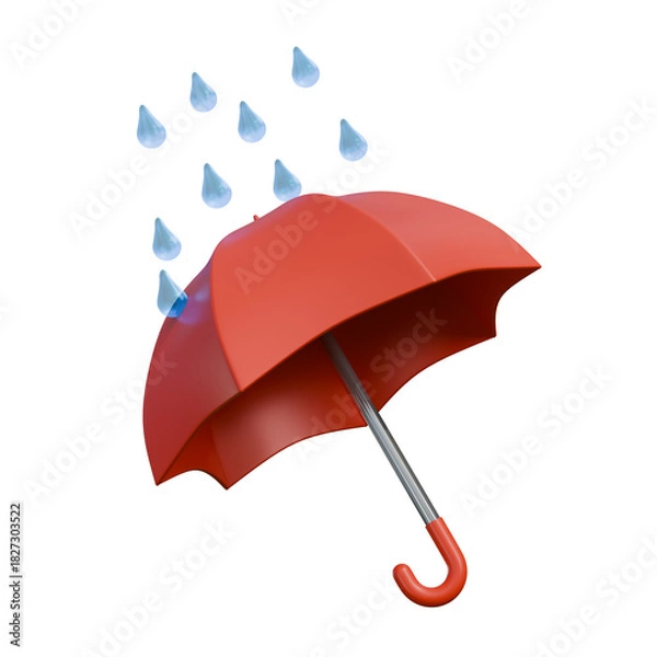 Obraz A clean 3D illustration of an umbrella in the rain