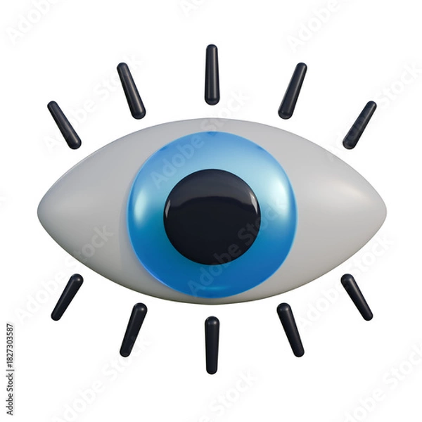 Fototapeta A high-quality 3D render of an eye with a bright blue iris