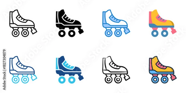 Fototapeta Roller Skates icon set multiple style vector collection 
