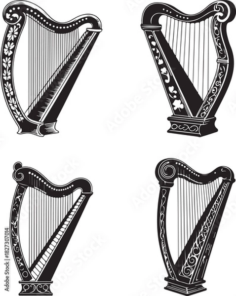 Fototapeta Celtic harp svg bundle