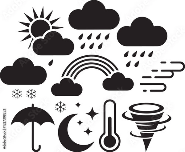 Fototapeta weather icons and symbols in a circle