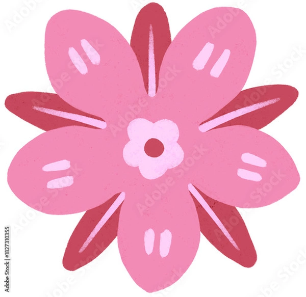 Fototapeta Isolated red pink flower illustration with transparent background. Cute floral doodle for flower arrangement, journaling, planner, greeting card, invitation, and decorative projects