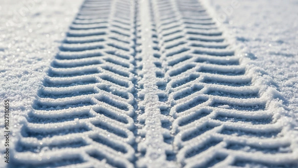 Obraz Car tire tracks in fresh snow — Symbol of presence and transition