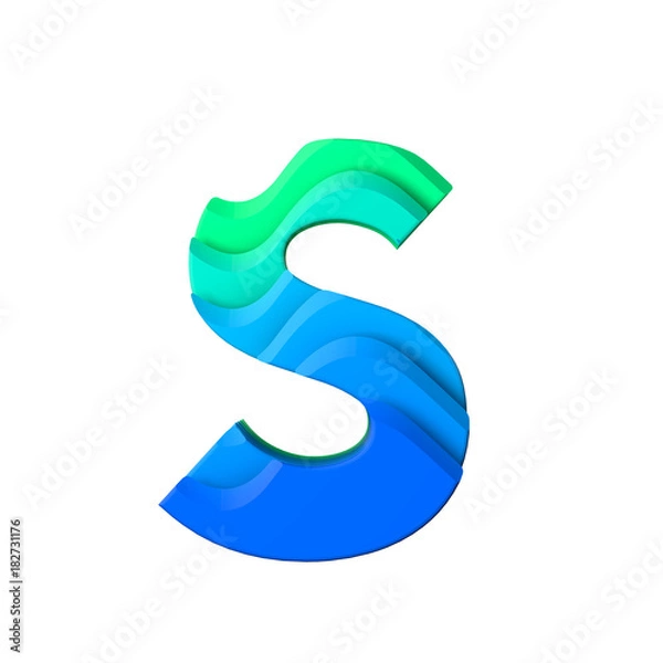 Fototapeta Letter S. Layered wave effect character type.