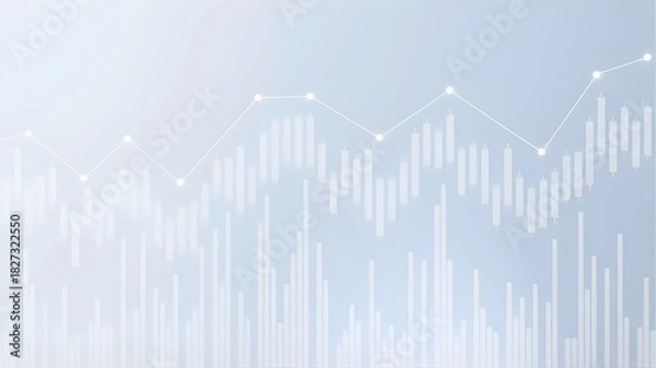 Obraz Abstract financial background with a glowing candlestick stock chart and line graph representing economic data and market analysis