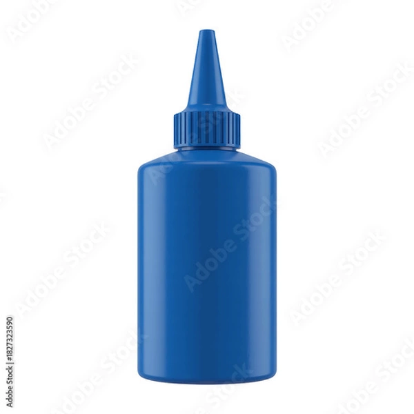 Fototapeta A bright blue plastic squeeze bottle with a pointed applicator tip isolated on transparent background